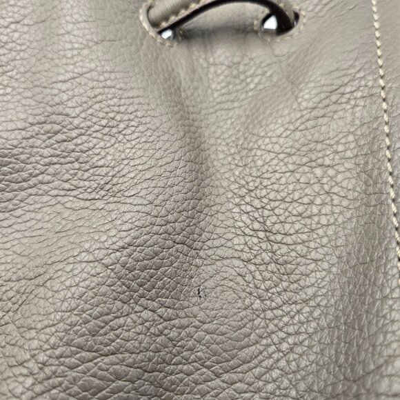 Brighton Gray Pebbled Leather Drawstring Bucket Purse with Shoulder Strap - Picture 16 of 16